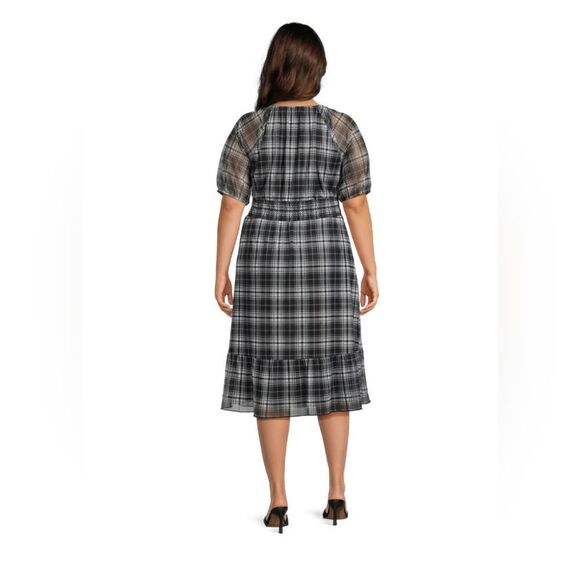 Nwt Terra & Sky Women's Plus Size Smocked Mesh Dress - Picture 3 of 11